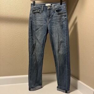 Jen 7 for All Mankind Women 4 Straight Crop & Roll Blue Jeans Ankle Denim 28x25